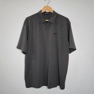 Nike Golf Men's Large Jersey Knit Short Sleeve Collared Polo Black Shirt Casual